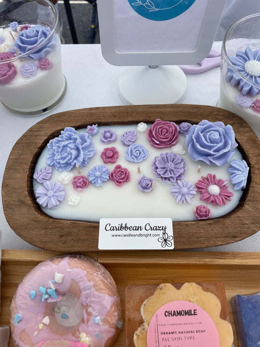 Flowers Dough Bowl Candle - Luxury Dough Bowl Candle