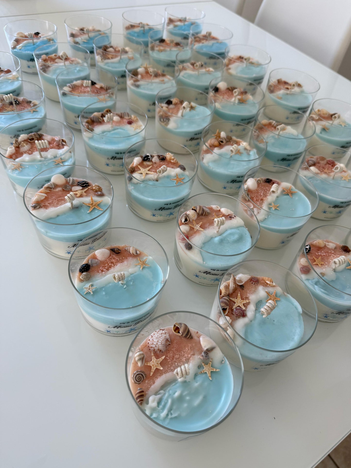 Personalized Marine Paradise Candle, Beach Wedding Favor, Seashell Decor, Soy Wax