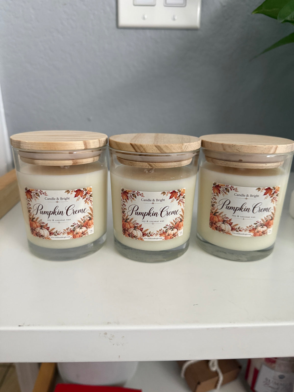 Pumpkin Creme Soy & Coconut Wax Candle 7 oz | Fall Candle with Wood Lid