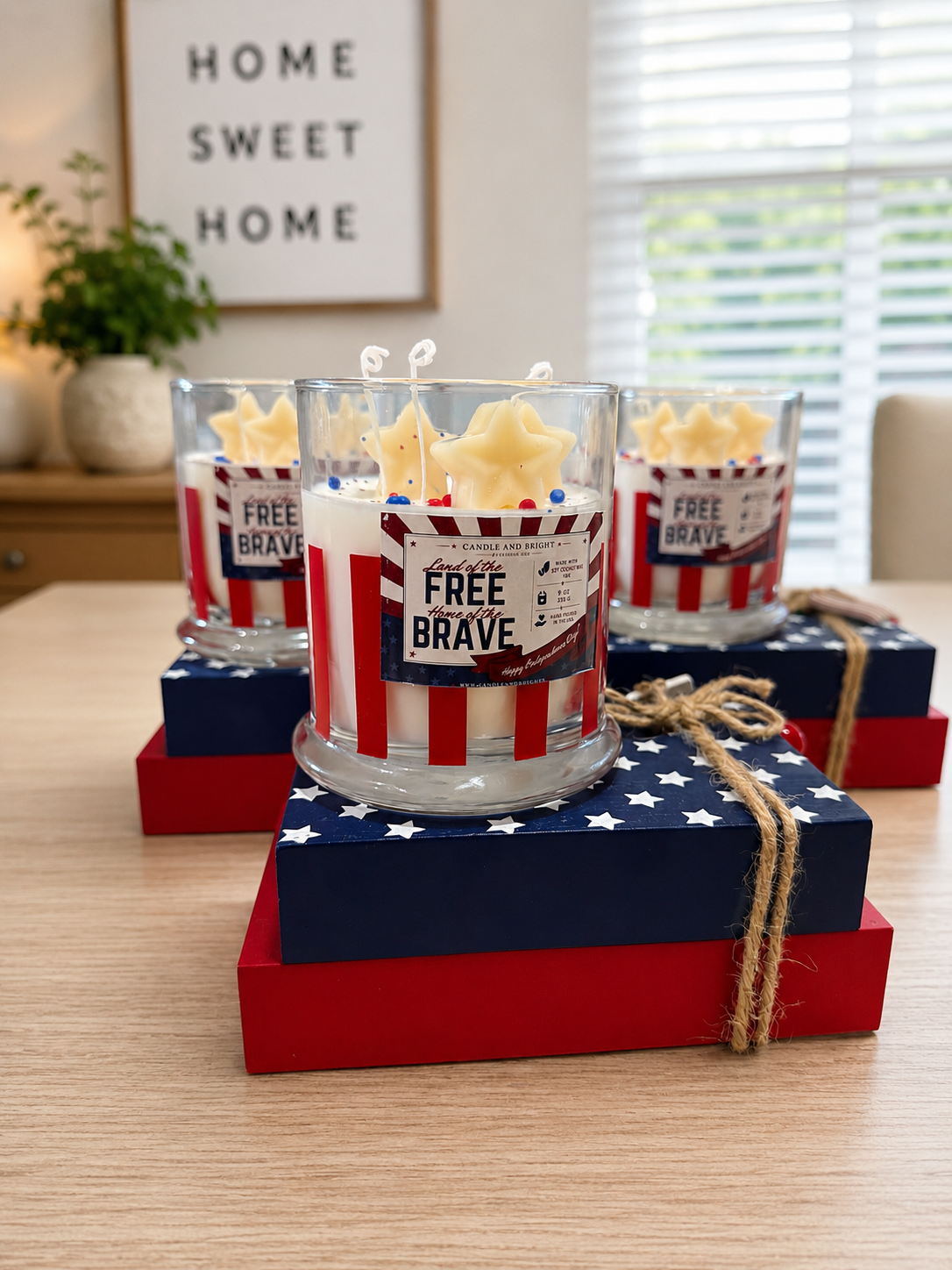 4th of July Soy Candle – Mango Coconut Scent, Patriotic American Decor
