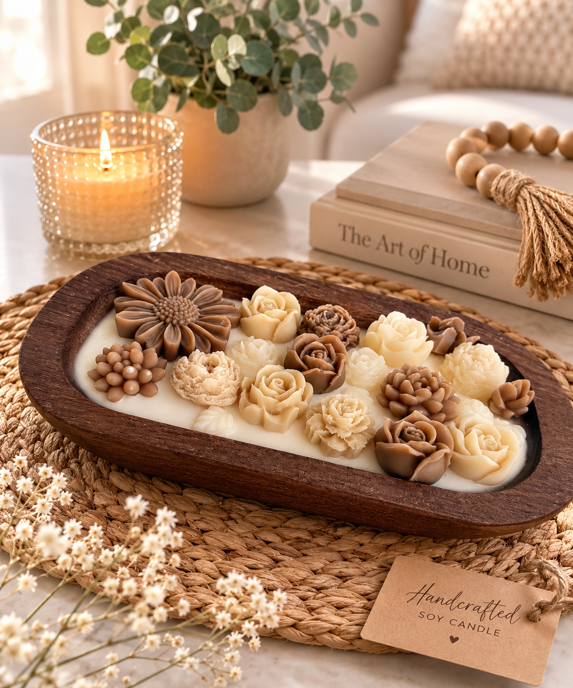 Flowers Dough Bowl Candle - Luxury Dough Bowl Candle