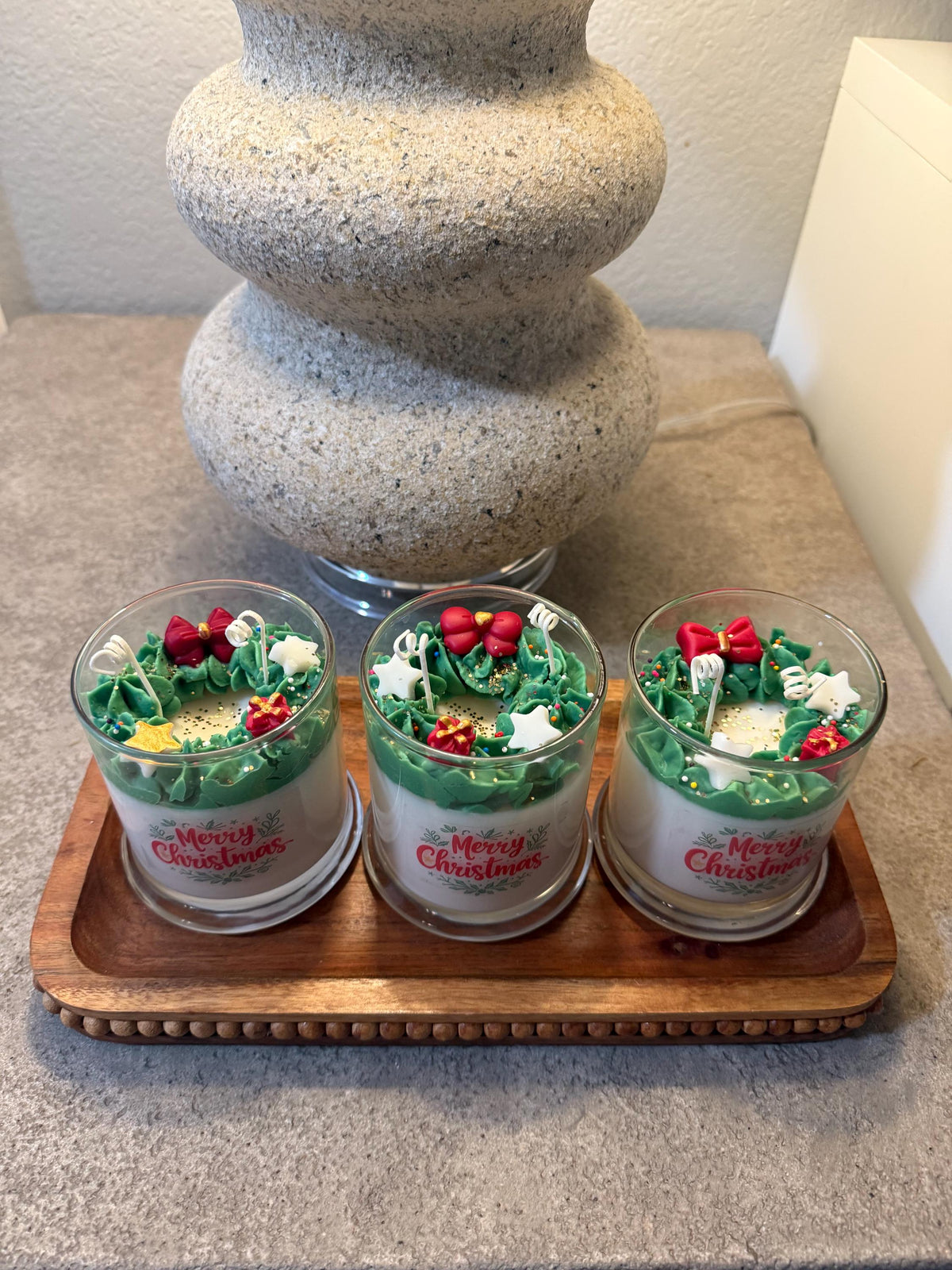 Christmas Wreath Candle – Hand-Poured Soy Wax, Christmas Tree Scent