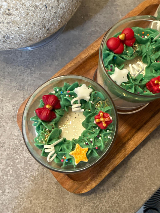 Christmas wreath soy candle