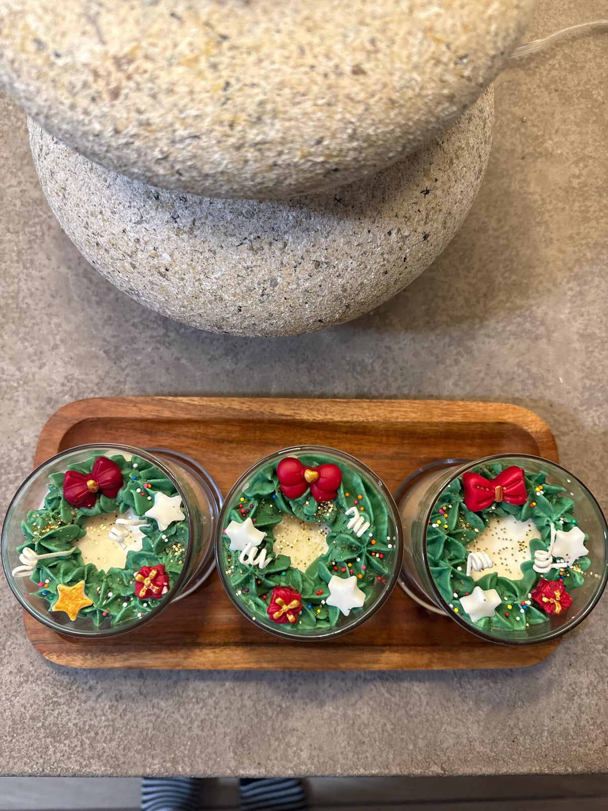 Christmas Wreath Candle – Hand-Poured Soy Wax, Christmas Tree Scent
