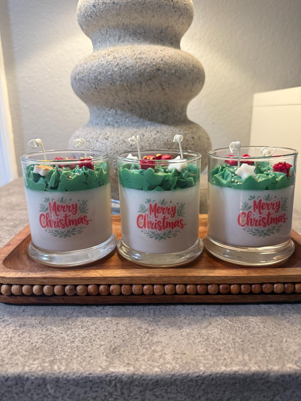 Christmas Wreath Candle – Hand-Poured Soy Wax, Christmas Tree Scent