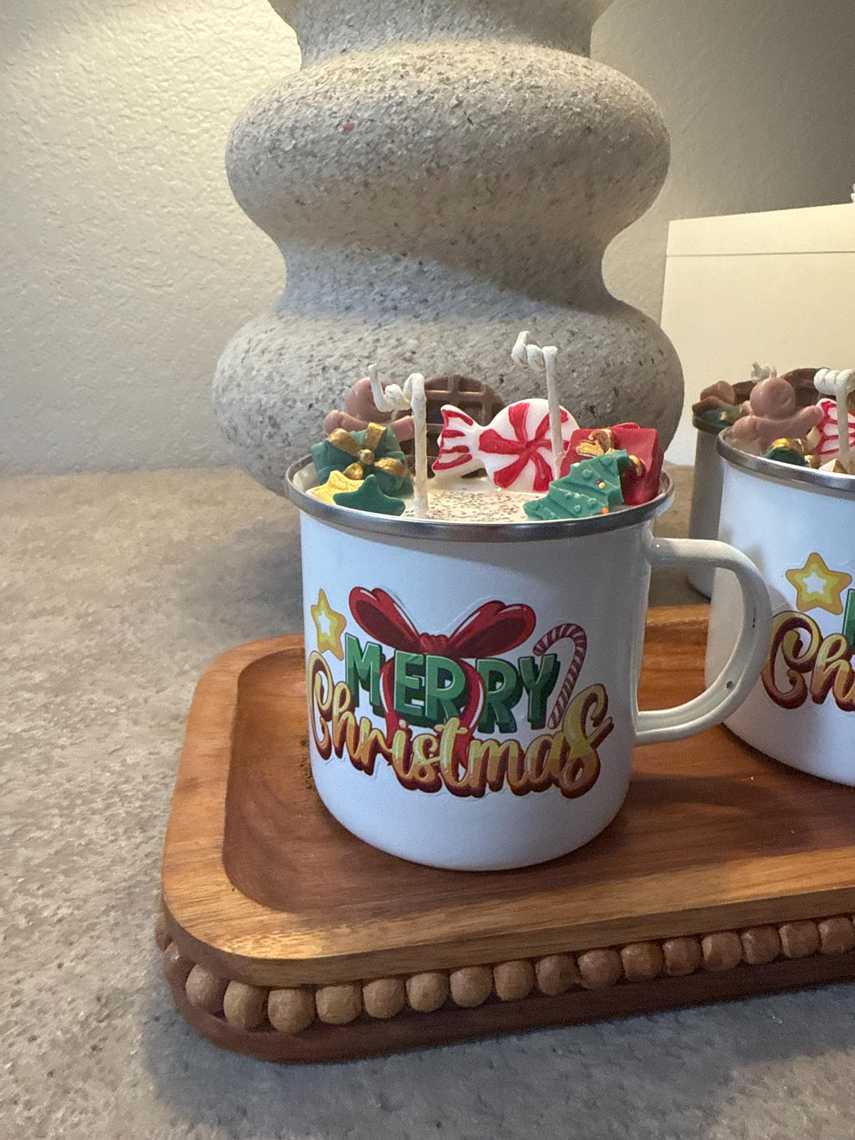 Christmas enamel mug candle