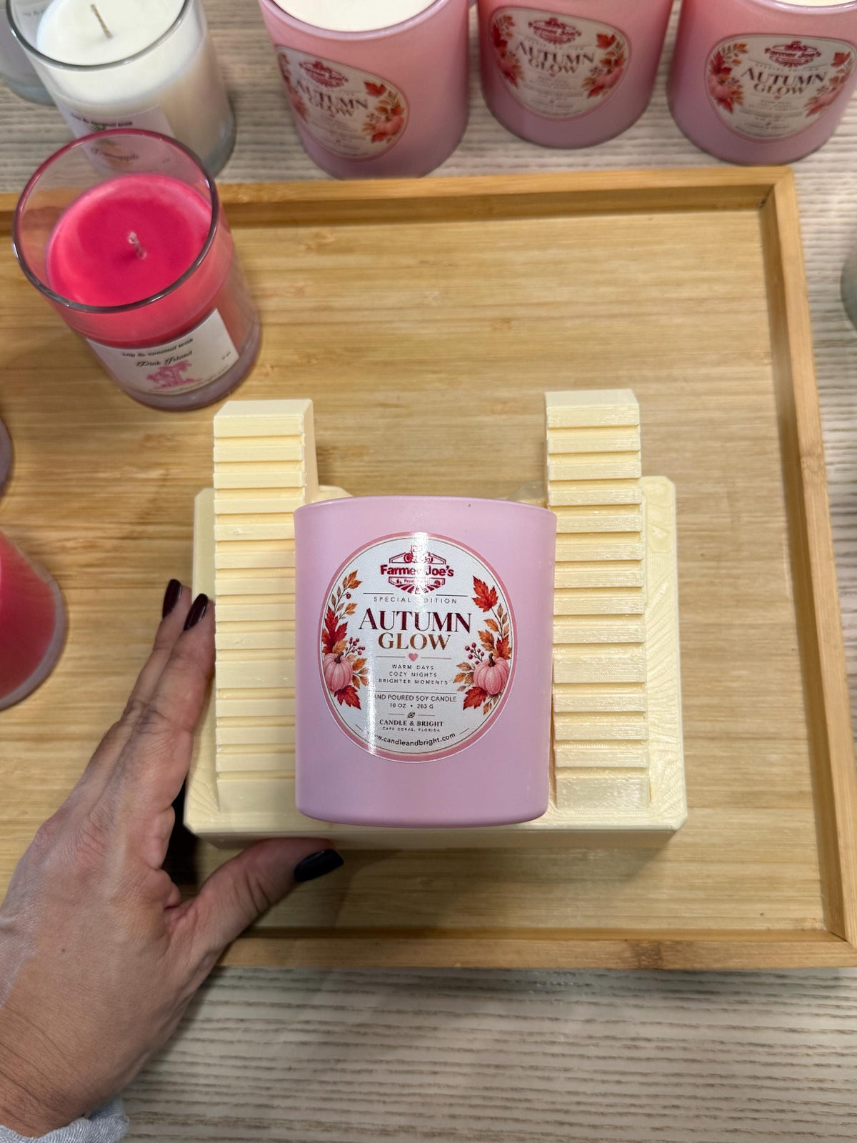 Candle Cradle Label Applicator for 8 oz, 12 oz & 16 oz Jars – Stepped Candle Labeling Jig 2.75" to 3.6"