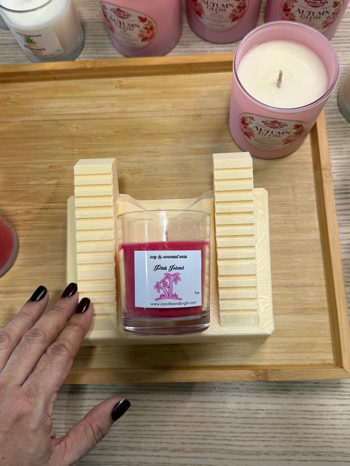 Candle Cradle Label Applicator for 8 oz, 12 oz & 16 oz Jars – Stepped Candle Labeling Jig 2.75" to 3.6"
