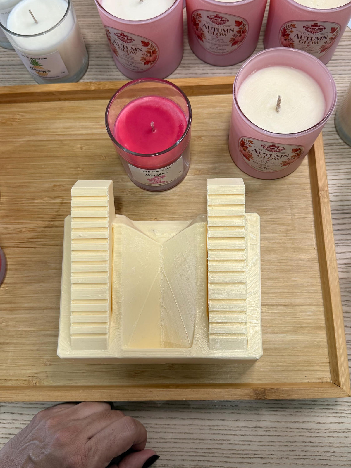 Candle Cradle Label Applicator for 8 oz, 12 oz & 16 oz Jars – Stepped Candle Labeling Jig 2.75" to 3.6"