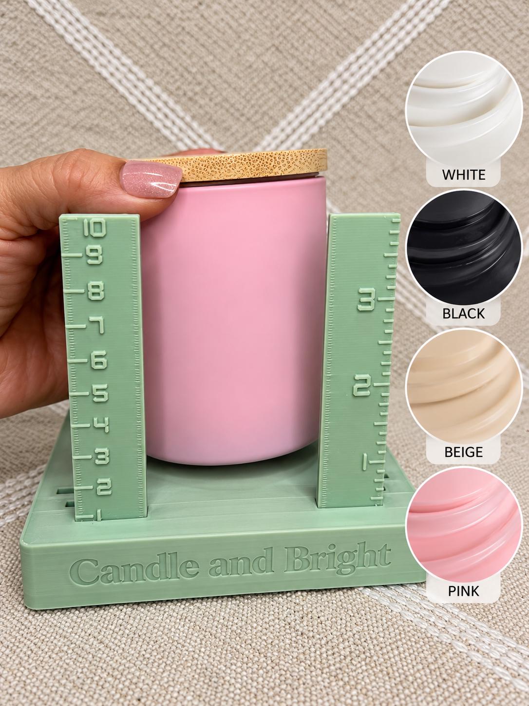 Candle Label Applicator Jig for 8 oz, 12 oz & 16 oz Jars – Adjustable 2.75" to 3.6" Label Alignment Tool